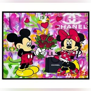 Rolex Minnie and Mickey Mouse 8.5"Hx11"L Framed Wall Art